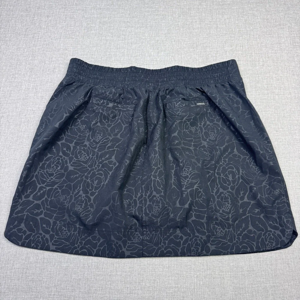 Orvis Skort Womens XL Black Floral Athletic Pull On Mesh Pockets Built-In Shorts